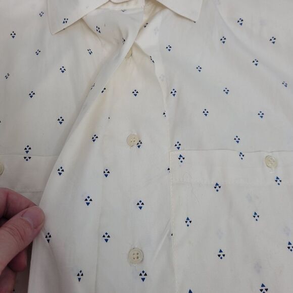 VINTAGE 90s shirt white printed cotton button up top M - Picture 5 of 11